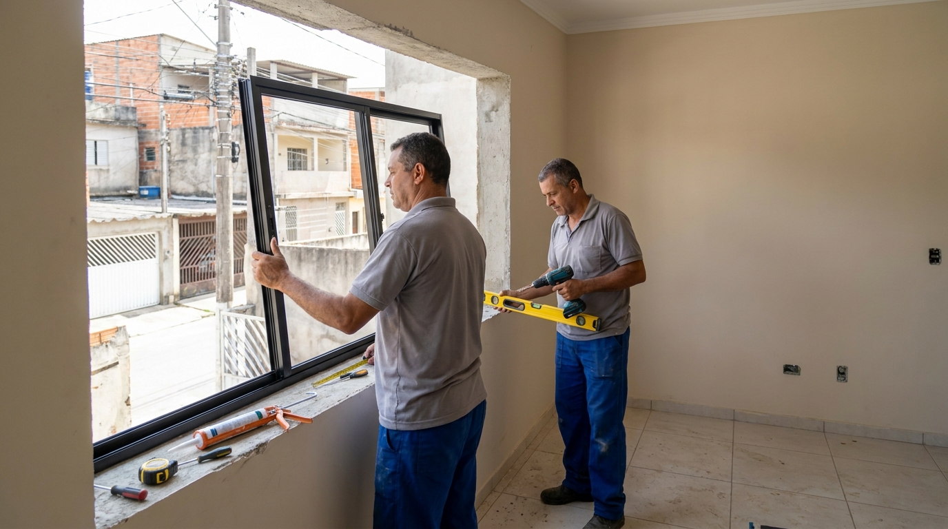 Esquadria de alumínio com vista para rua em Bauru-SP